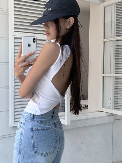 ♡正韓♡後簍空露背扭結bra上衣15