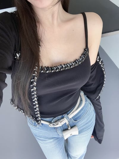 ♡正韓♡小香風滾邊兩件式上衣3