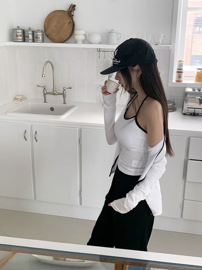 ♡正韓♡掛脖撞色兩件式上衣6