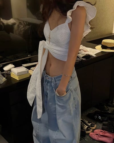 ♡正韓♡仙女系荷葉造型綁帶上衣6
