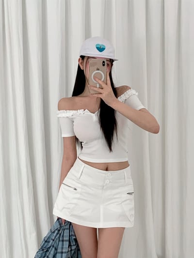 ♡正韓♡口袋拉鍊工裝短裙11