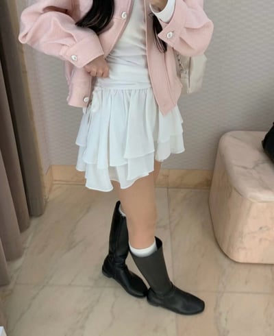 ♡正韓♡法式芭蕾層疊短褲裙3