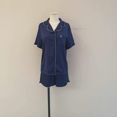 ♡正韓♡荷葉領刺繡愛心睡衣套組1