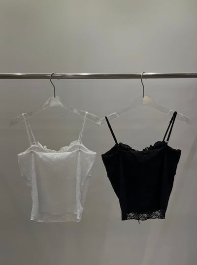 ♡正韓♡蕾絲抓皺緞帶細肩braTop13