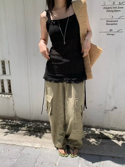 ♡正韓♡側抓皺抽繩蕾絲上衣7