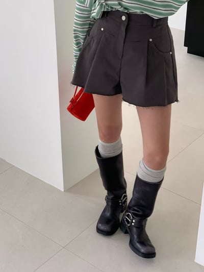 ♡正韓♡不修邊高腰短褲3