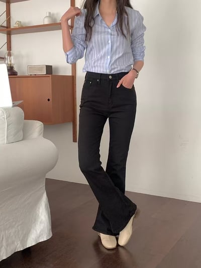 ♡正韓♡顯瘦修身彈性微喇長褲7