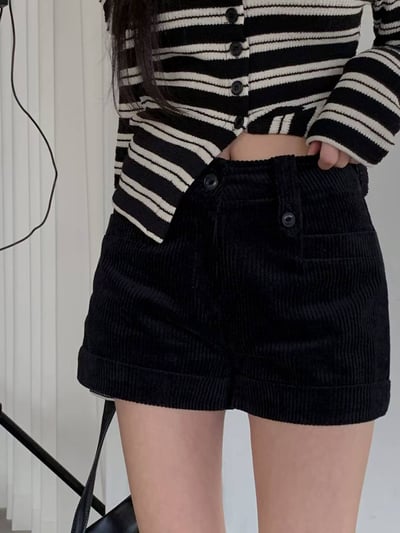 ♡正韓♡反摺燈芯絨短褲6