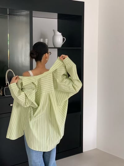 ♡正韓♡口袋直條紋襯衫12