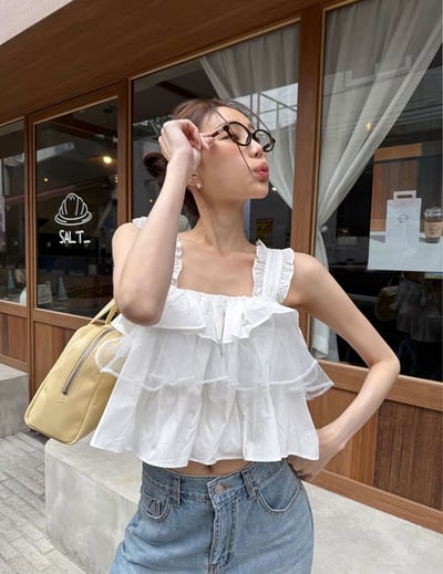 ♡正韓♡可愛層次拼紗上衣2