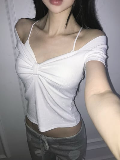 ♡正韓♡微細閃bring蝴蝶結Tee5