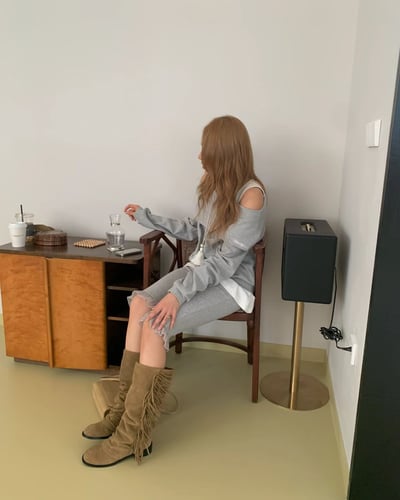 ♡正韓♡鬆緊荷葉褲管卡布里褲8