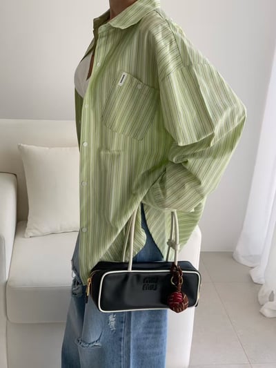 ♡正韓♡口袋直條紋襯衫11