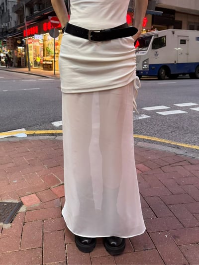 ♡正韓♡側抽繩透膚長裙3