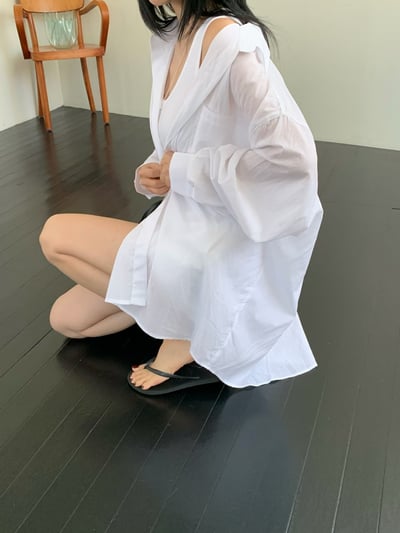 ♡正韓♡不易皺前短後長襯衫11