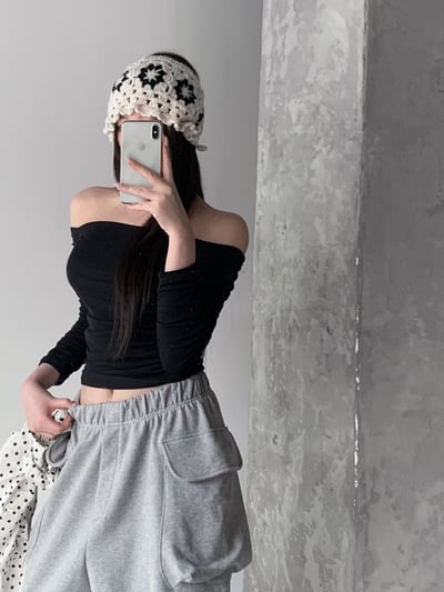 ♡正韓♡氣質手袖抓皺一字上衣8