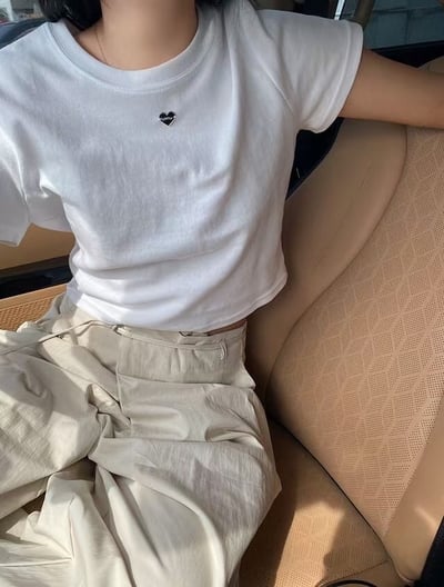 ♡正韓♡愛心鐵牌圓領短上衣3