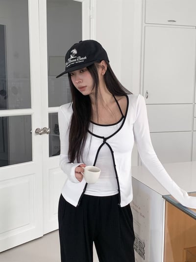 ♡正韓♡掛脖撞色兩件式上衣5