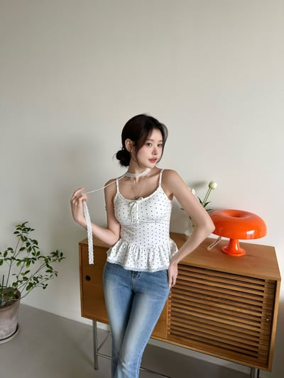 ♡正韓♡超可愛點點荷葉上衣 （胸墊不能拆）3