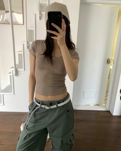 ♡正韓♡百搭大Ｕ領素Ｔ7