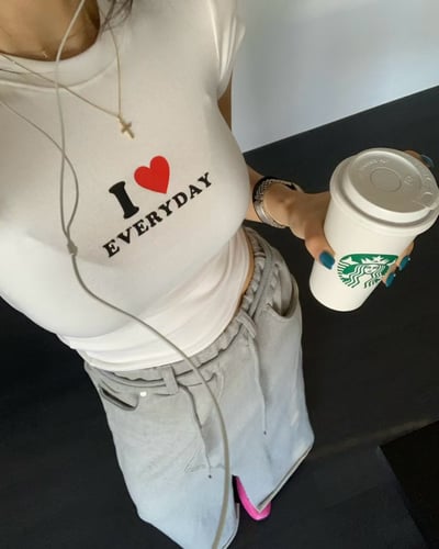 ♡正韓♡我愛每天圓領合身短T4