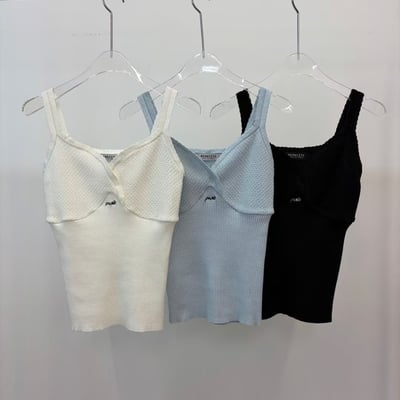 ♡正韓♡坑條刺繡交叉性感背心13