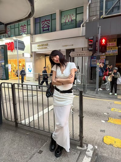 ♡正韓♡側抽繩透膚長裙2