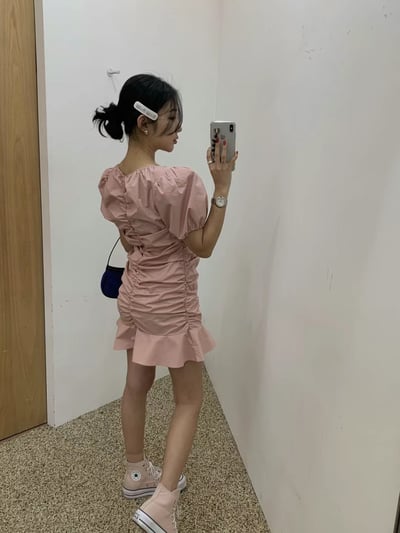 ♡正韓♡澎袖抓皺洋裝9