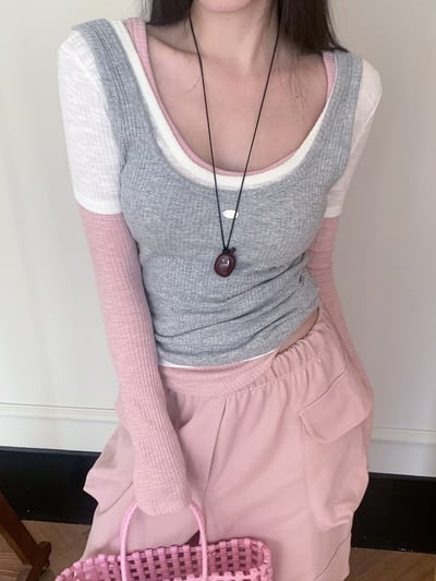 ♡正韓♡可疊穿馬卡龍色貝殼牌背心4