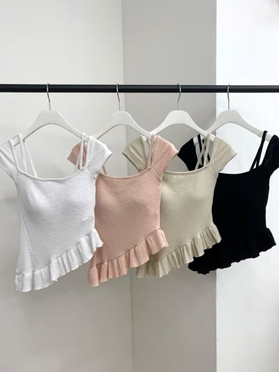 ♡正韓♡斜切荷葉造型上衣20