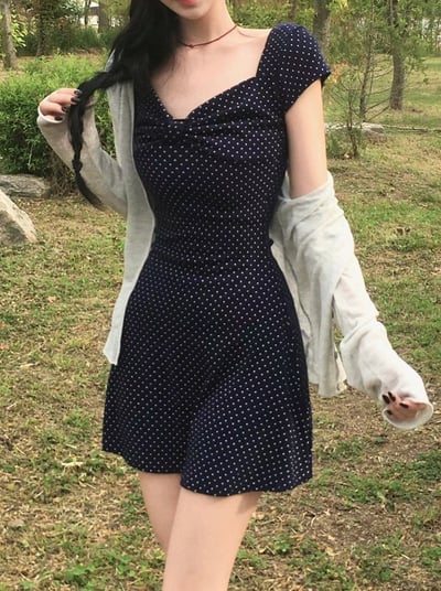 ♡正韓♡圓點蝴蝶結洋裝3