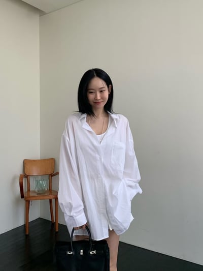 ♡正韓♡不易皺前短後長襯衫10