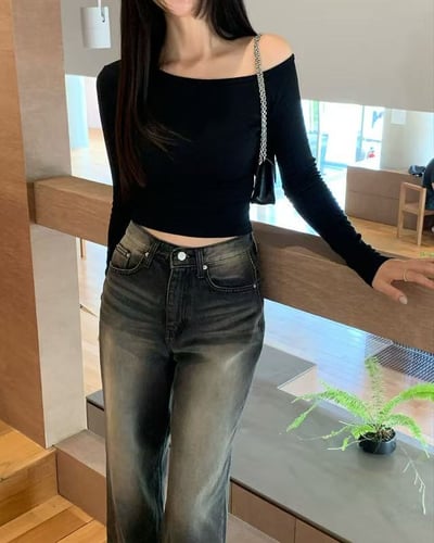 ♡正韓♡百搭斜肩素色上衣5