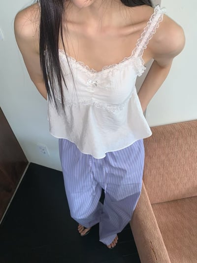 ♡正韓♡微光蕾絲肩帶上衣3