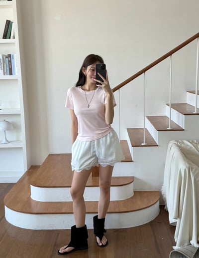 ♡正韓♡光澤感蕾絲短褲8