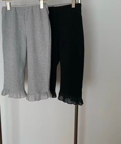 ♡正韓♡鬆緊荷葉褲管卡布里褲13