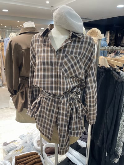 ♡正韓♡格紋襯衫綁帶洋裝13