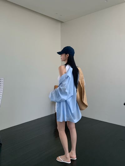 ♡正韓♡不易皺前短後長襯衫5