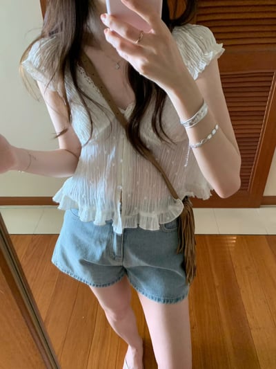 ♡正韓♡仙氣微透浪漫上衣8