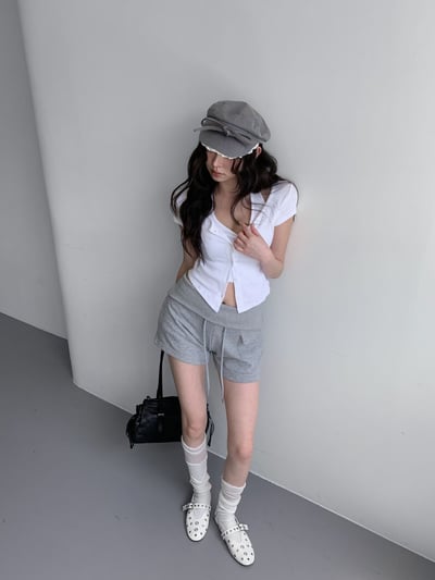 ♡正韓♡反摺腰頭抽繩短褲5