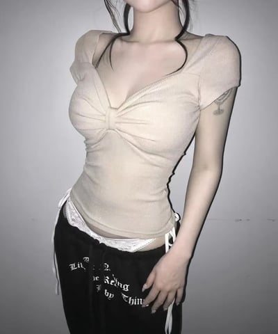 ♡正韓♡微細閃bring蝴蝶結Tee7