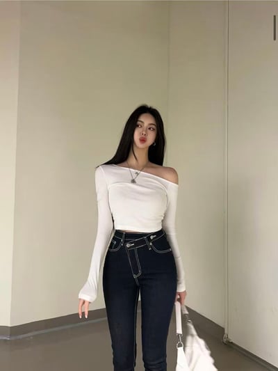 ♡正韓♡百搭斜肩素色上衣2