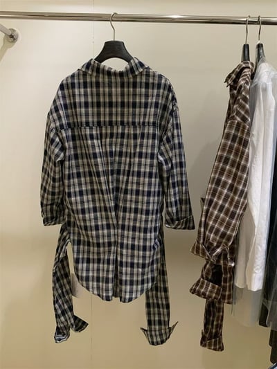 ♡正韓♡格紋襯衫綁帶洋裝12