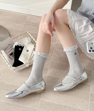 ♡正韓♡甜美蕾絲鈕扣襪3