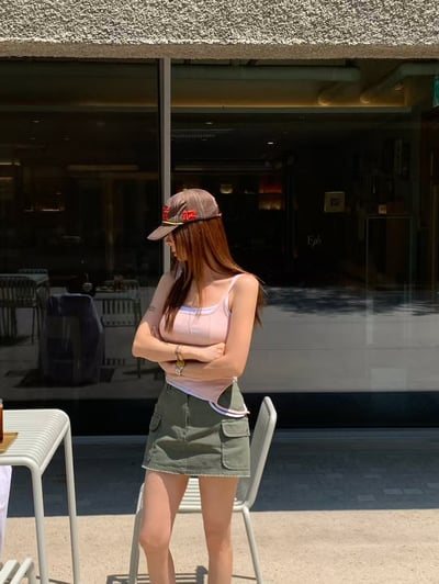 ♡正韓♡復古工裝短褲裙7