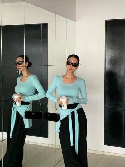 ♡正韓♡披肩圓領鐵牌兩件上衣6