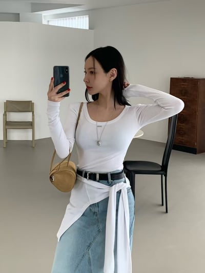 ♡正韓♡披肩圓領鐵牌兩件上衣11