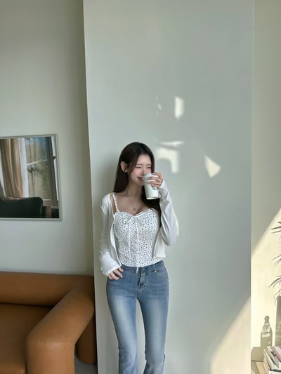 ♡正韓♡小碎花蕾絲兩件式上衣13