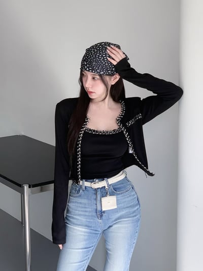 ♡正韓♡小香風滾邊兩件式上衣1