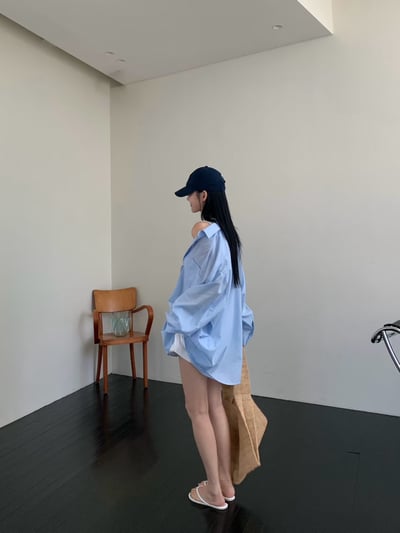 ♡正韓♡不易皺前短後長襯衫4